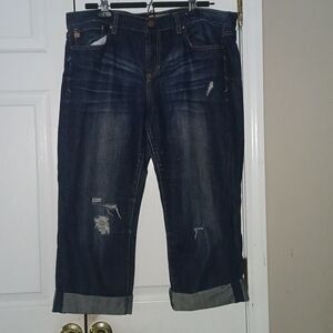 Dear John Jesse Boyfriend distressed jean capris cropped jeans Sz 31 NWOT